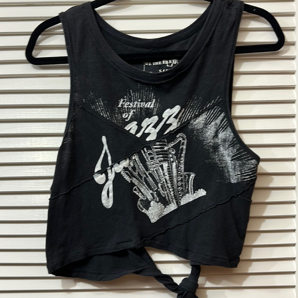 We The Free Free People Graphic Open-back tie back crop tank top (Size S)